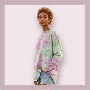 We The Free Lavender Mint Be Free Tie Dye Tunic Tee